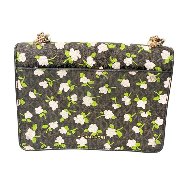 MICHAEL KORS Large Jade Shoulder Crossbody Bag in Floral Logo Canvas - Picture 2 of 6